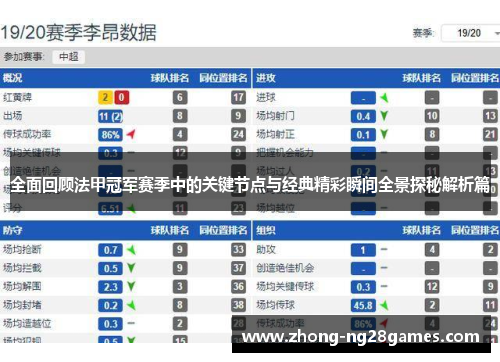 全面回顾法甲冠军赛季中的关键节点与经典精彩瞬间全景探秘解析篇